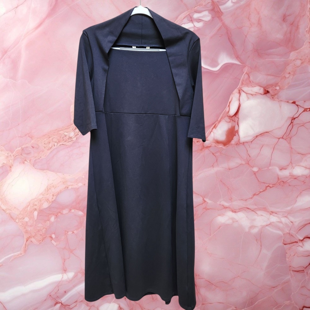 TravelSmith New 1 Piece Black Midi Dress Wrinkle Resistant Smooth Texture Petite